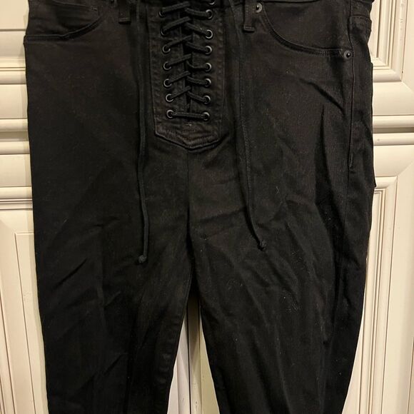 Hudson Bullocks High Rise Lace Up Jeans in Black Coated Sz 28 - Picture 3 of 11
